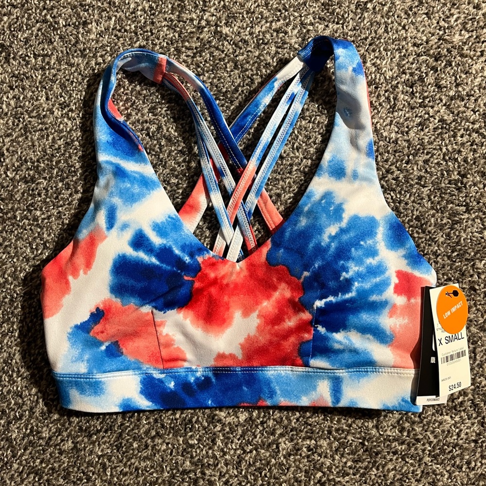 Id Ideology Womens Reef Low Impact Strappy Back Sports Bra Navy Size XS